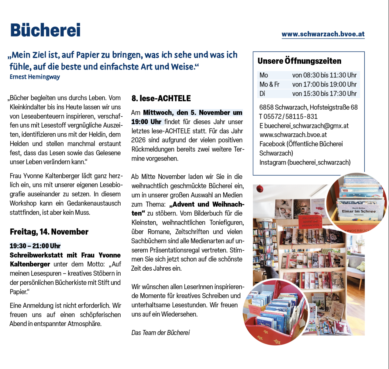 Schwarzachpost im November